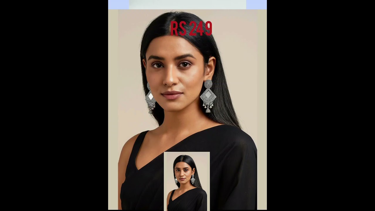 Elegant oxidised silver mirror- work earring .✨