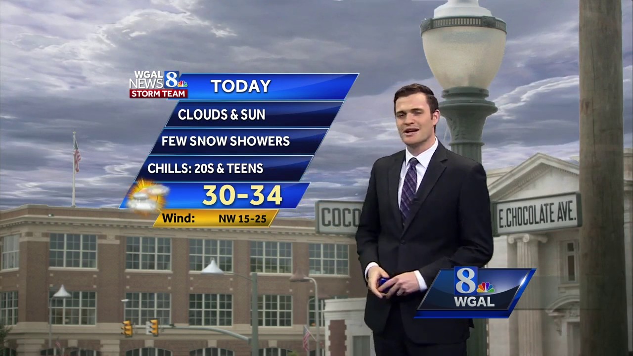 Few snow showers possible; Temps drop into teens tonight - YouTube