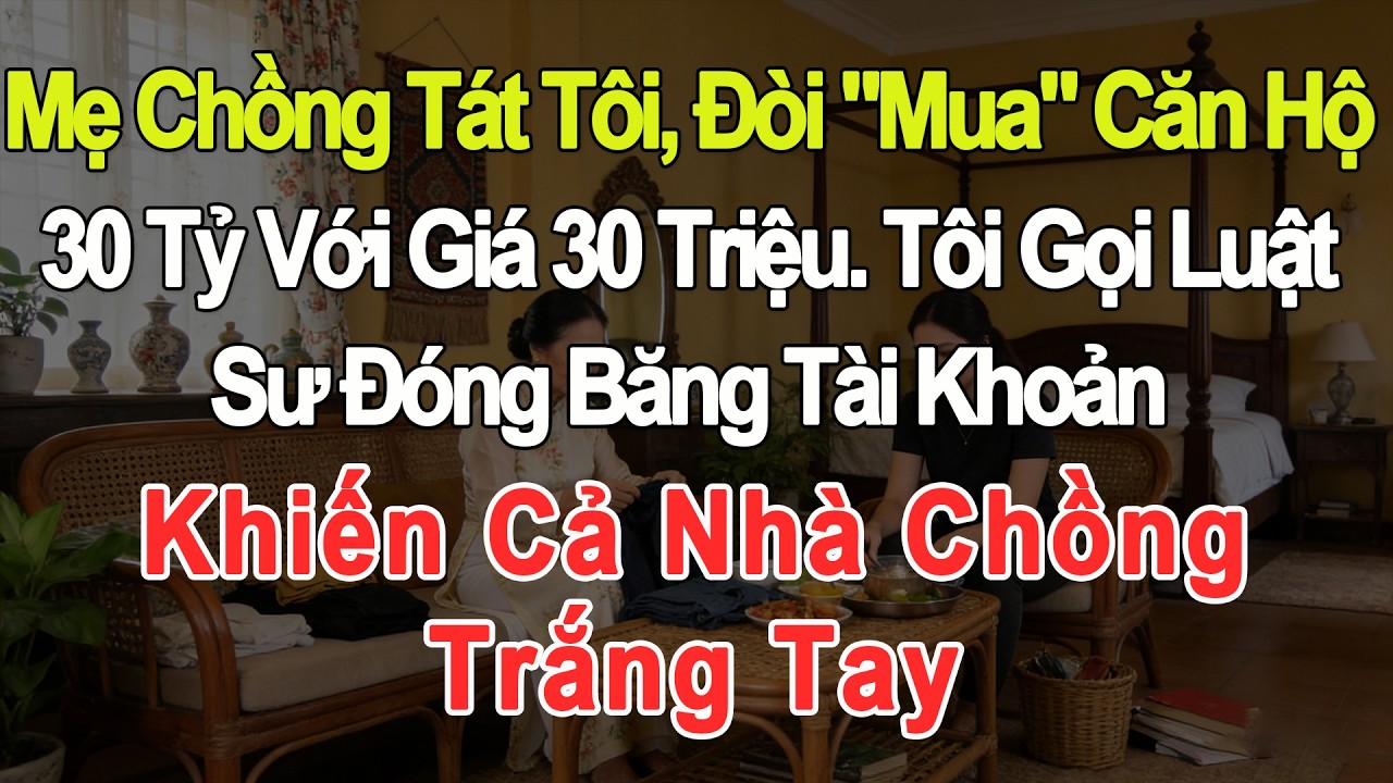 Mẹ chồng tát tôi, đòi mua căn hộ 30 tỷ giá 30 triệu. Tôi gọi luật sư đóng băng tài khoản