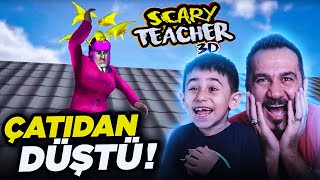 KIZGIN ÖĞRETMEN'E KUŞLAR SALDIRDI ÇATIDAN DÜŞTÜ! | SCARY TEACHER 3D OYNUYORUZ!