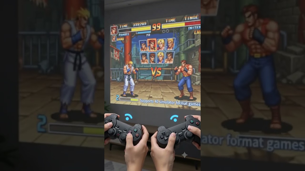 Ultra HD 2-in-1 Smart Projector – Built-in Retro Games + 2 Joysticks