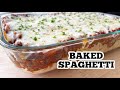 Cheesy and hearty baked spaghetti 