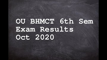 OU BHMCT 6th Sem Exam Results Oct 2020