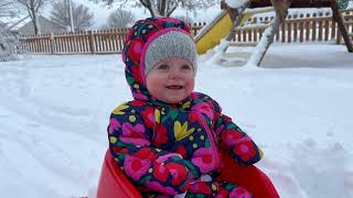 Adorable Baby Girl Goes Snow Sledding For The First Time! (Cutest Ever!!)
