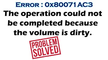The Operation Could not be completed because the volume is dirty - Problem solved