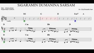 SİGARAMIN DUMANINA SARSAM--D--(Play Along)--:Guitar,Flute,Violin,Keyboard,Melodica. Resimi