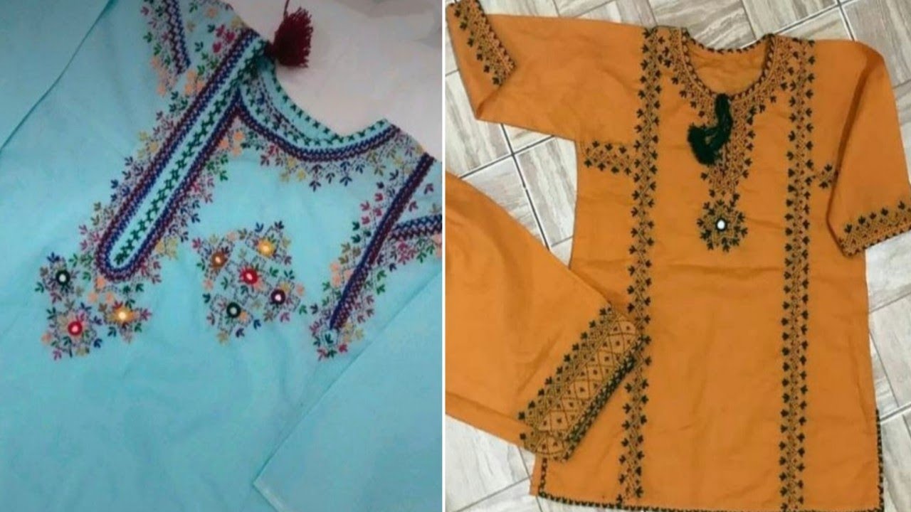 Kacha Tanka Hand Embroidery Dress Designs For Little Girls | Baby Girl Hand Embroidery Dresses.