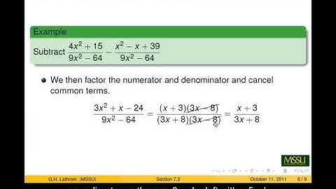 Adding and Subtracting Rational Expressions - Part 1
