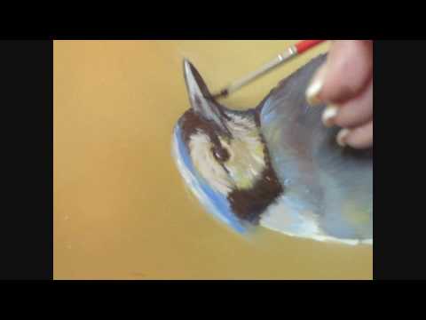 How to Paint a Realistic Blue Jay Bird in Oil by L...