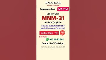 MNM 31 Solved Assignment PDF 2025-26 in English, MAJDM program MNM-31 Solved assignments