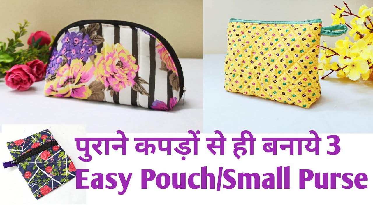 10 मिनट में सुंदर handbag बनाए/potli purse/batua bag/zipper handbag cutting  and stitching/easy bag - YouTube