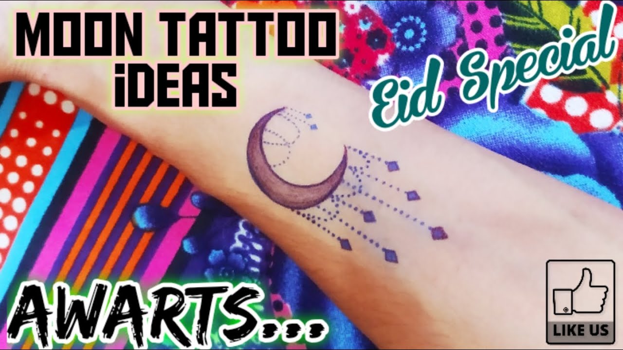 Moon Tattoo How To Make Moon Tattoo Crescent Moon Tattoo Idea Moon Tattoo Eid Special Awarts Youtube