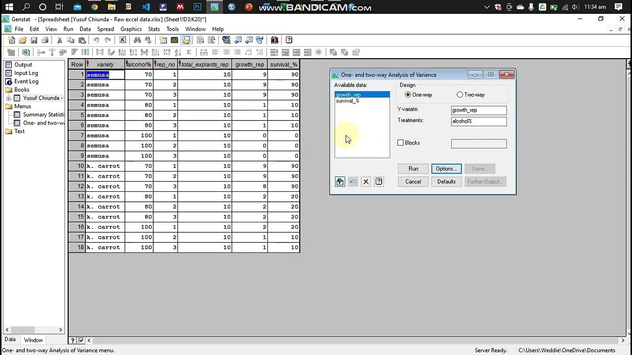 Weddie Genstat Tutorial #2 Summary statistics and One Way ANOVA - YouTube