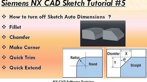 NX CAD Sketch Beginners Tutorial#5 |AutoDimensionsTurnoff|Fillet|Chamfer|Make Corner| Trim|Extend.
