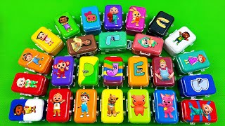 Finding Rainbow Cocomelon, Pinkfong Hogi SLIME with Mini Suitcase Colorsful! Satisfying ASMR Videos