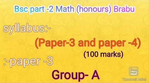 Lec- 01 (Bsc math honours part -2 (Brabu)|| Syllabus in detail