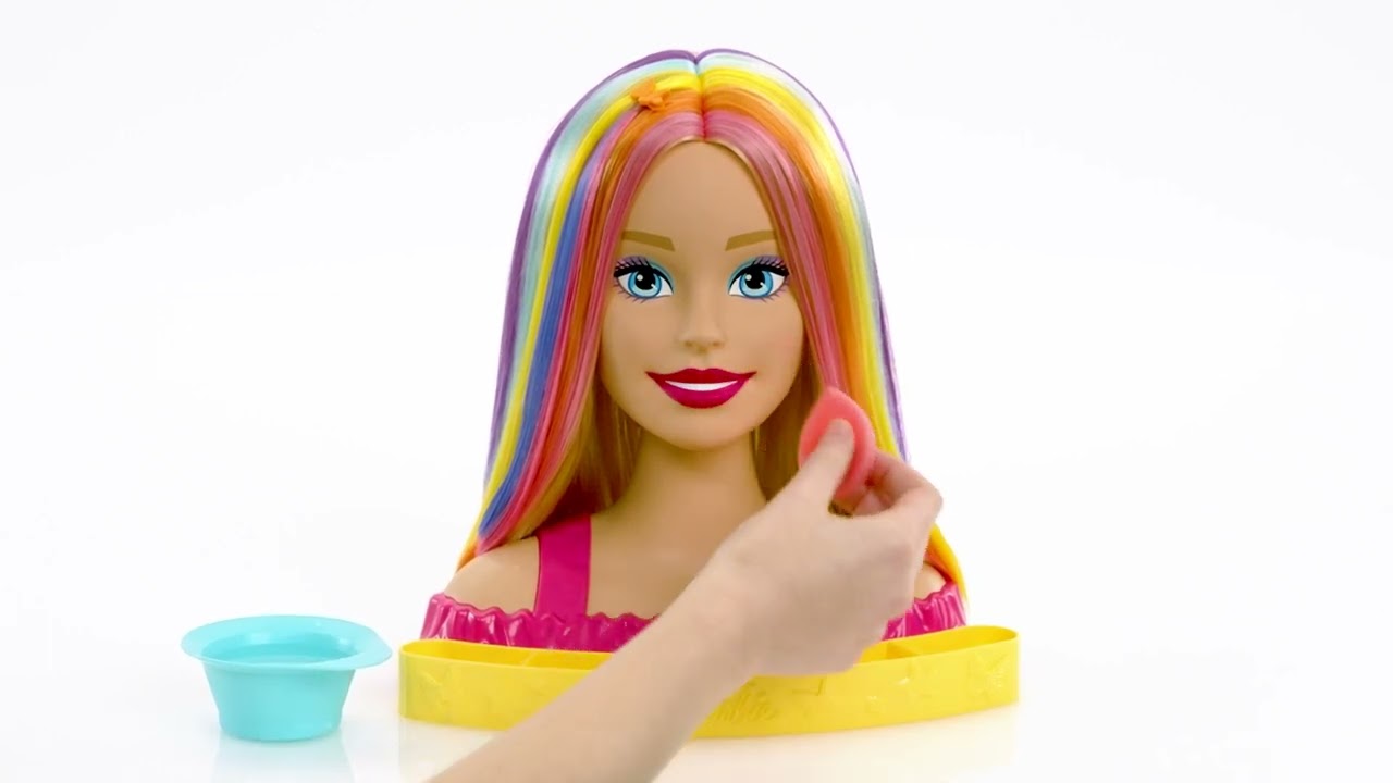 Barbie Totally Hair Neon Rainbow Deluxe Styling Head