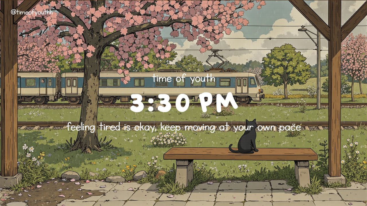 3:30 pm: feeling tired is okay, keep moving at your own pace | cat waiting, soft lofi vibes