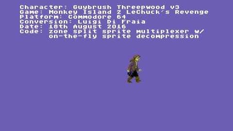 Monkey Island 2 demo on the Commodore 64: Guybrush Threepwood walking animation - Sidewalk v3