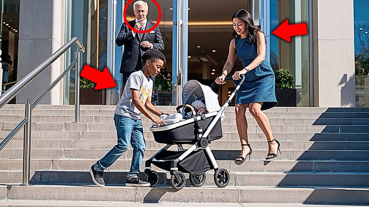 Outline Video Black Boy Helps Woman with Baby Stroller, Next Day, a Luxury SUV is Waiting Outside His House...