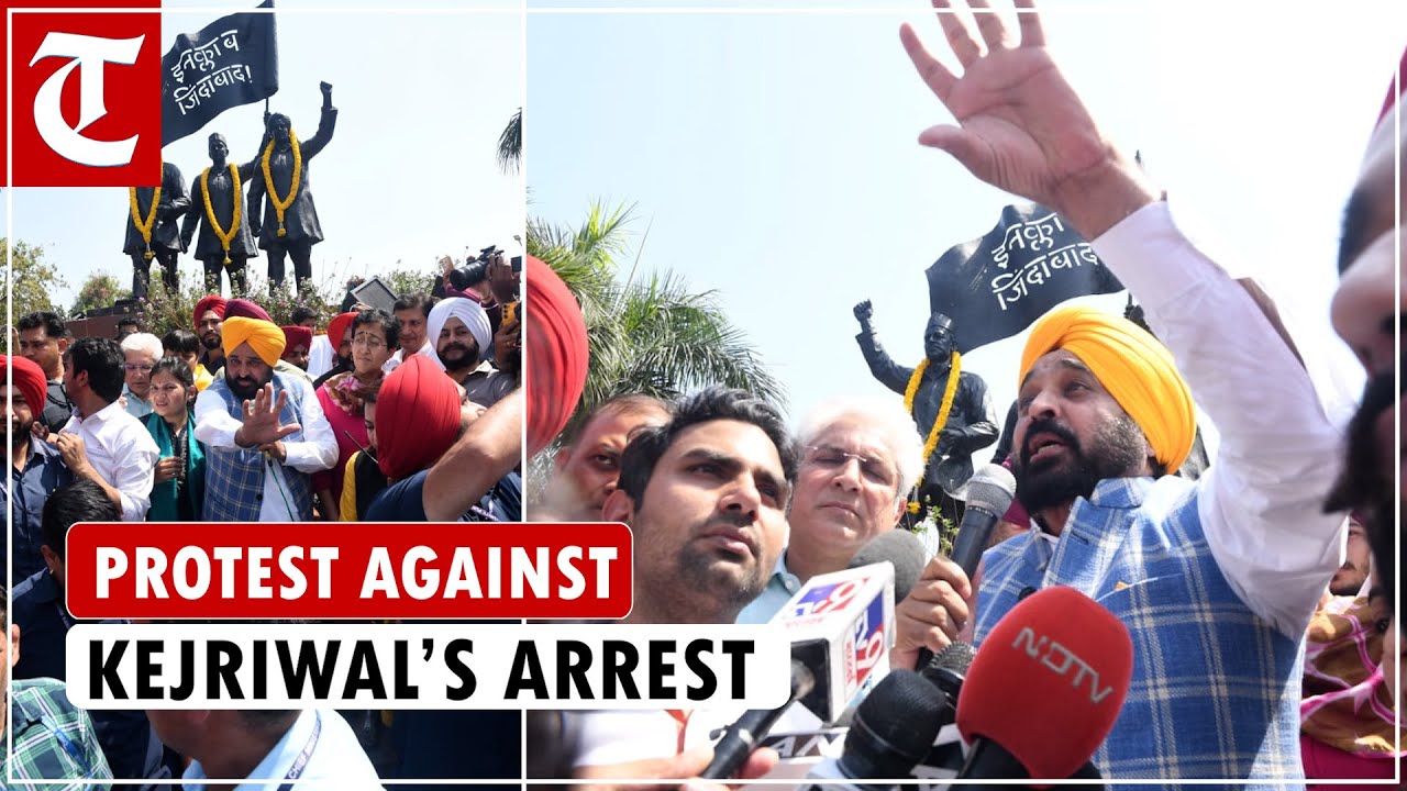 LIVE: AAP leaders protest against CM Arvind Kejriwal’s arrest at Shaheedi Park in Delhi