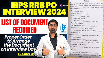 IBPS RRB PO Interview List of Documents Required for IBPS RRB PO | Interview Preparation 2024