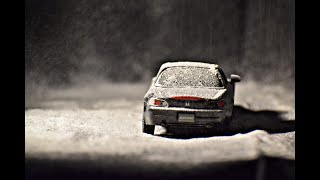 Creating simple miniature snow effect using household items.