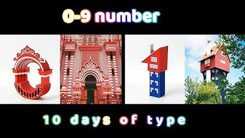 0-9 house style number. 36 days of type 0 to 9. 3D vector art.