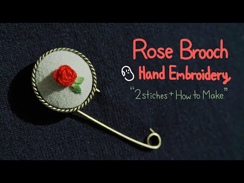 Hand Embroidery Rose Brooch 