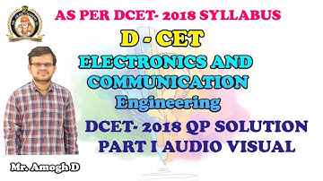 DCET 2020 | DCET 2018  EC BRANCH QP SOLUTION SERIES Q.NO. 81 TO 100 | AUDIO VISUAL |FREE |#1