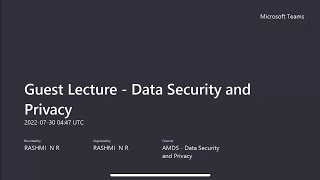 Guest Lecture Data Security and Privacy 2021-22