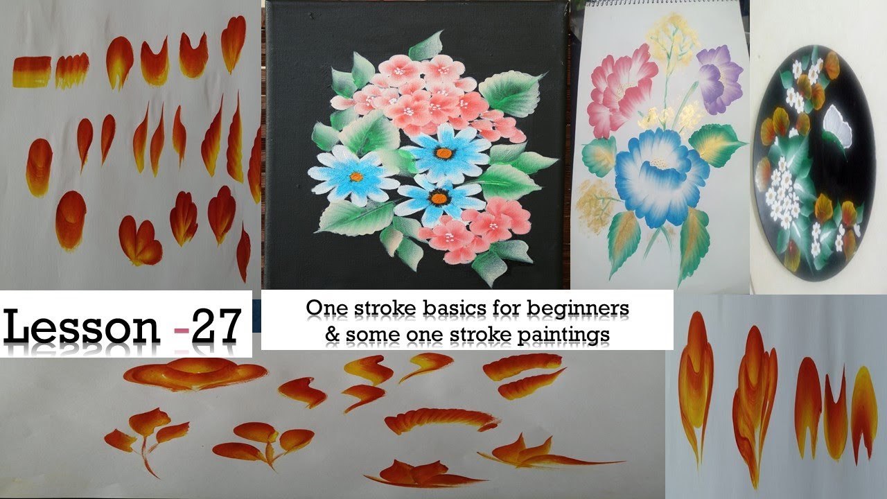 Lesson 27 /One stroke painting for beginners/ Some one stroke paintings