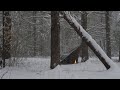 Solo Tarp Camp in a Snowstorm