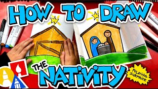 how to draw the christmas nativity with folding surprise