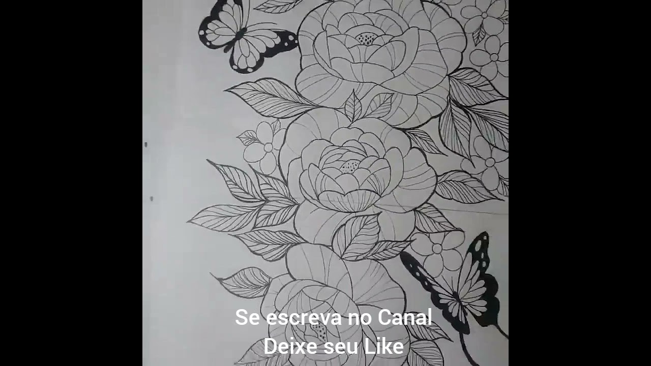 Drawing rose butterfly pencil rosa tattoo floral desenho tattoo Drawing