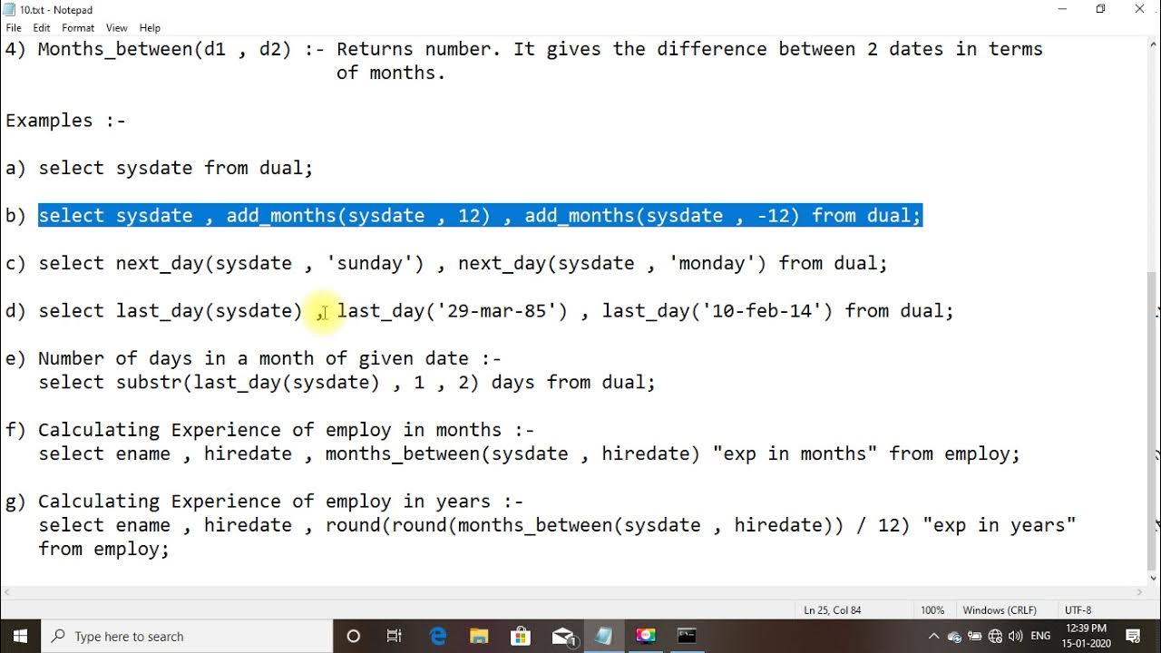 Oracle 19 date functions in oracle sql youtube