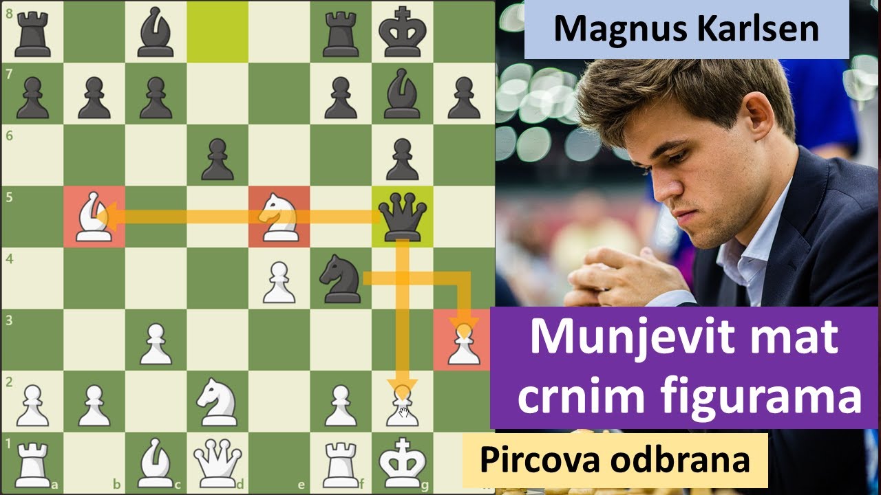 Magnus Karlsen žrtvuje damu i matira protivnika - Pircova odbrana