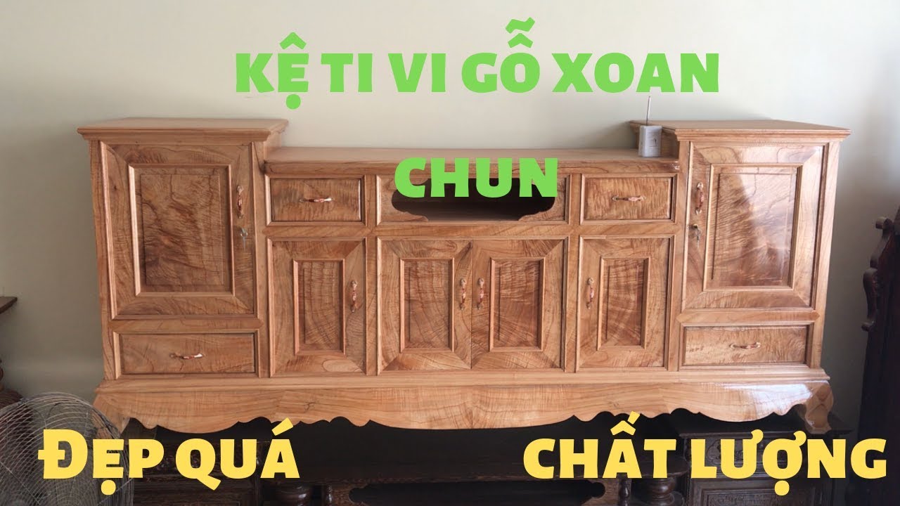 Đồ gỗ thanh lãng : kệ ti vi gỗ xoan chun - YouTube