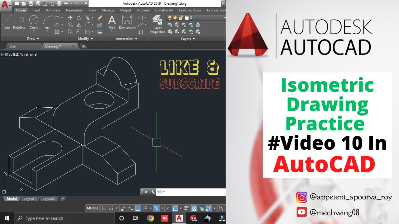 AutoCAD Isometric Practice Video 10 | Isometric Projection in AutoCAD ...