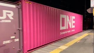 海上コンテナ&コキ73連結 EF65牽引 4073レ 古河駅 退避後発車