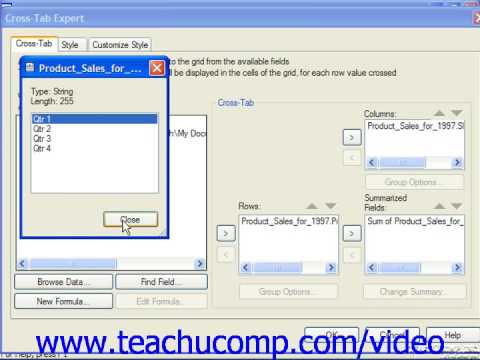 Crystal Reports Tutorial Creating Cross-Tab Report...