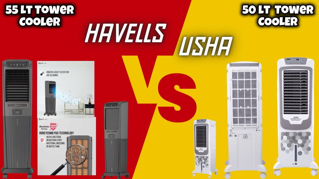 Havells Zuri I 55 Litter Tower Air Cooler VS USHA Aerostyle 50 litter