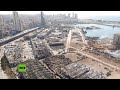 Imágenes aéreas del lugar de las explosiones en Beirut
