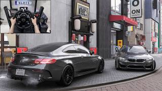 Mercedes C63s AMG & BMW M4 F82 - Forza Horizon 6 | Steering Wheel Gameplay