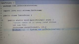 print table of any number using java 8 javatechinterview