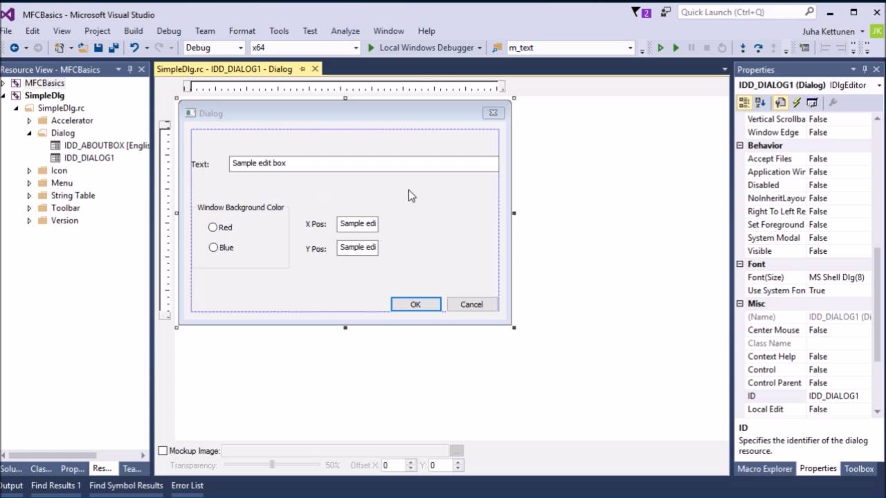 VC++ / C++ MFC tutorial 1: Creating a Dialog box for user input