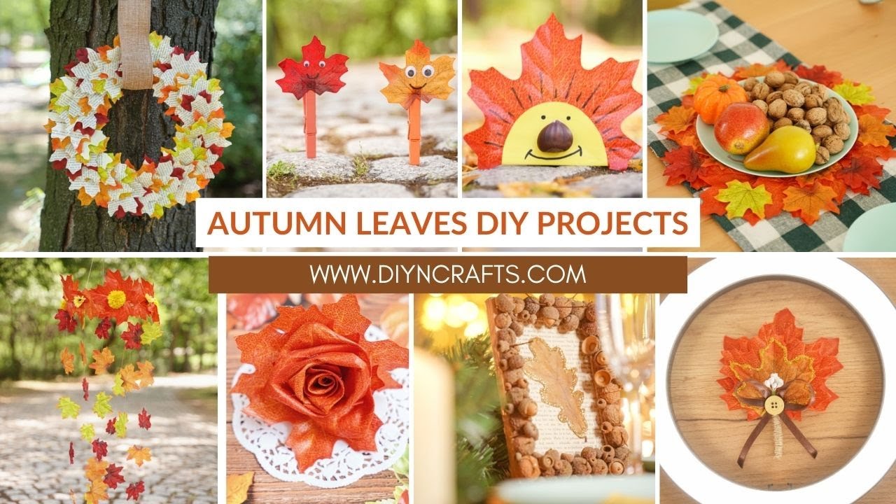 8 Autumn Leaves DIY Projects (Wreath,Puppets,Placemat,Hedgehog,Frame ...