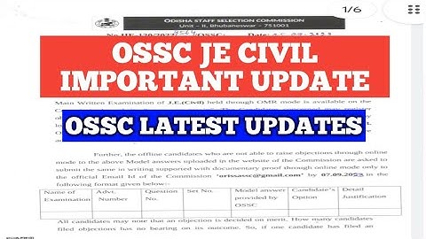 OSSC JE CIVIL OFFICIAL ANSWER KEY/JE CIVIL MAIN EXAM ANSWER KEY/OSSC JE CIVIL OBJECTION RISE UPDATE