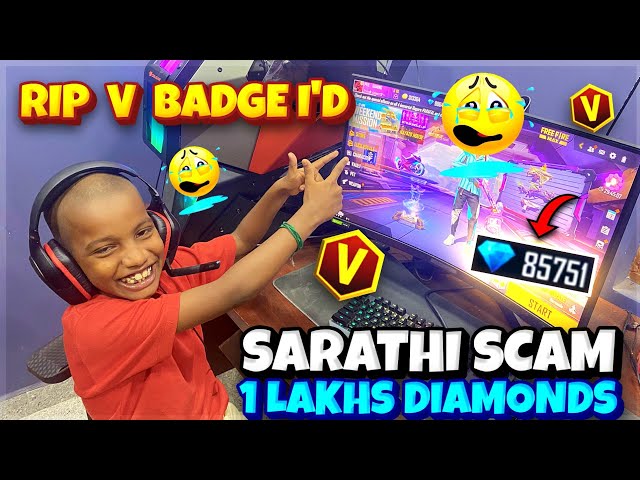 💥RIP V BADGE ID !! SARATHI FUNNY SCAM WITH PVS 1 LAKHS DIAMOND ID 😭 TRICKS TAMIL || PVS GAMING class=