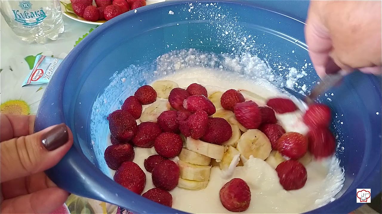 Десерт творожный с бананом и клубникой YouTube